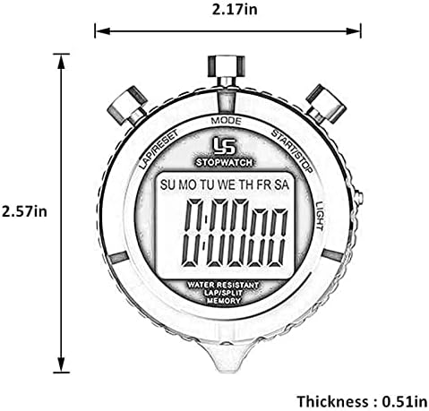 ZJHYXYH Digital Stopwatch Timer Metal Stop Watch With Backlight, Timer de Stopwatch de 2 voltas para competição de esportes