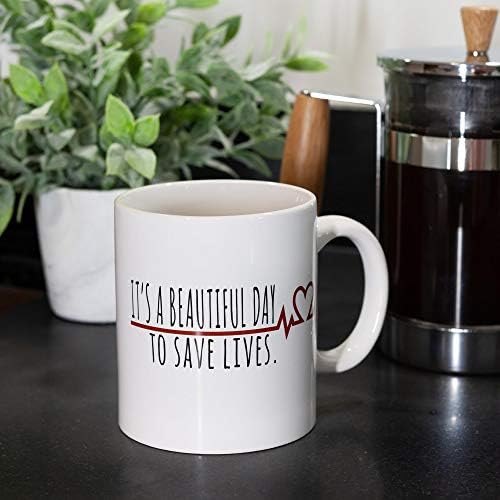 Entretenimento surreal Grays Anatomy Derek Shepherd Creamic Coffee Caneca | É um lindo dia para salvar vidas | Detém