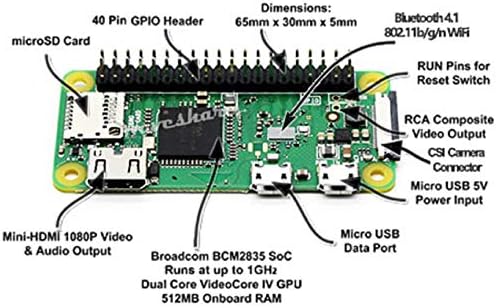Pi zero pacote WH com Raspberry Pi Zero WH e Mini HDMI para adaptador HDMI e Micro USB OTG CAB
