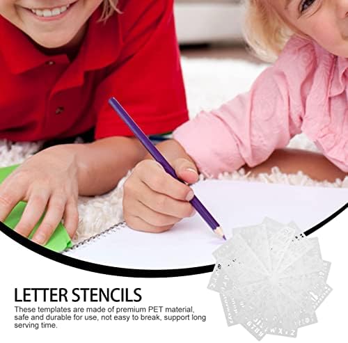 Sewróis estêncil vinil 12pcs Inglês letra de alfabetismo estêncils de plástico reutilizáveis