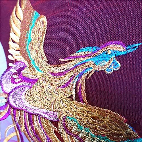 Eyhlkm bordado dourado phoenix pavão pavão tecido de malha vermelha vestido de malha acaba colar colar costurar em patch para