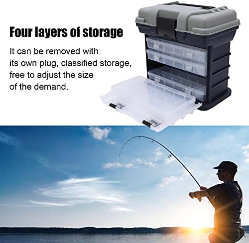 Casos de pesca de 4 camadas com alça, grande capacidade de 4 camadas de 4 camadas de pesca caixa portátil em camadas