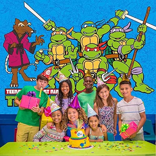 Teenage Mutant Ninja Turtle Faculdade de Faculdade de Tartaruga Poster para crianças Aniversário Mikey Raphael Party Banner