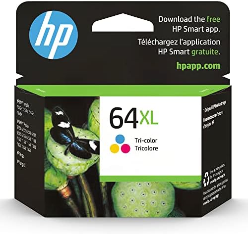 HP 64XL Tri-Color Inks + HP Premium Plus Photo Papel, cetim, 25 folhas, 8,5x11