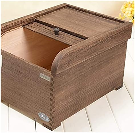 Caixa de armazenamento de arroz de binga de grãos acentuados com tampa, caixa de armazenamento de arroz de 10 kg com