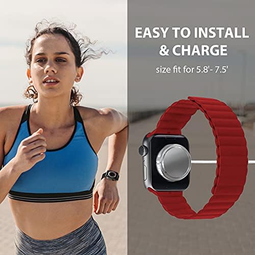 WinProo Compatível Apple Watch Band Magnetic Band for Men Mulheres, alça de loop esportivo de silicone à prova d'água ajustável