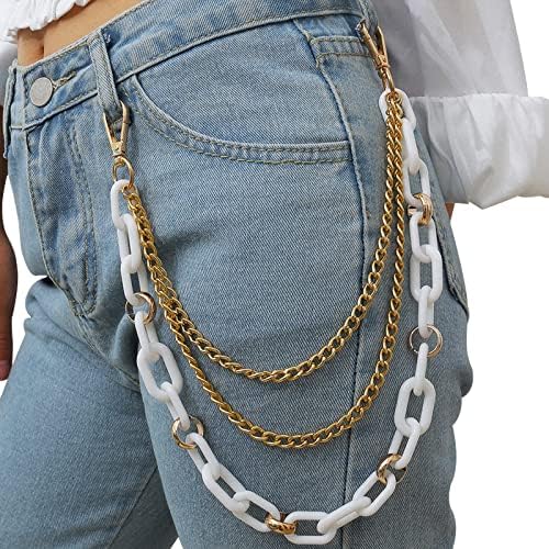 CUSMYRE CHUNKY Acrílico Hiphop Link Jeans Jeans Jeans Rocha Corrente Corrente Cinta Belém Gótica Pocket Chain Chain Accessories