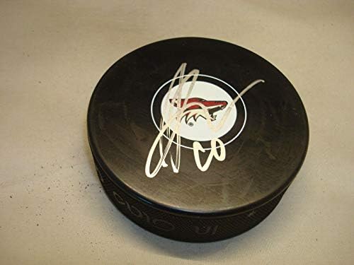 Anthony Duclair assinou o Arizona Coyotes Hockey Puck autografado 1b - Pucks de NHL autografados