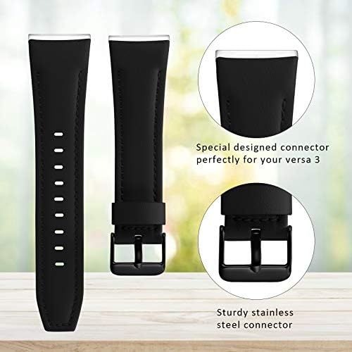 Skylet Compatível com Fitbit Versa 3 Bandas/Fitbit Sense Bands para homens mulheres, tiras de reposição de couro genuínas suaves