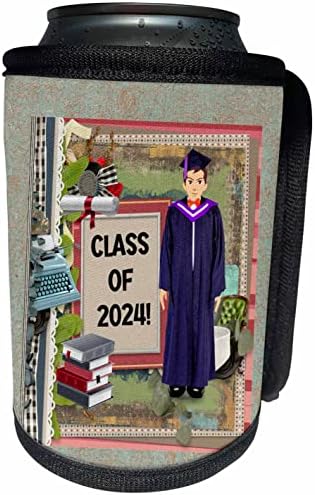 Imagem 3drose de graduação masculina, máquina de escrever, 2024, diploma. - LAPA BRANCHA RECERLER WRAP
