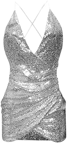 Awear Women Moda Moda Solid V Neck Strap Mini vestido bainha vestido sem costas Vestido de cocktail de champanhe para mulheres