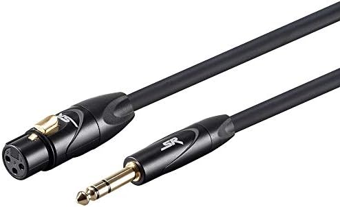 MONOPRICE XLR macho a 1/4 polegada TRS Cabo masculino - 3 pés | 16AWG, Gold Plated - Stage Right Series Black & Xlr fêmea a 1/4 de polegada TRS Cabo masculino - 3 pés - Black, 16awg, Gold Plated - Stage Right Series Right Series