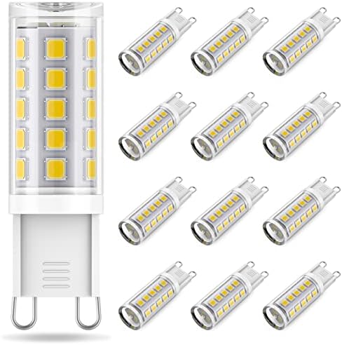 Lâmpada LED G9 de 12 pacote Shinestar, 40W equivalente, lâmpadas brancas e brancas quentes, lâmpadas bi-pinos T4 para candelabro, não-minúsculo
