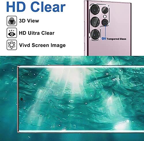 Letosan [2+2 pacote] Galaxy S23 Protetor de tela Ultra de tela, vidro temperado de 9h, suporte de impressão digital ultrassônica, 3D Curved, HD Clear Scratch Resister para Samsung Galaxy S23 Ultra 5G Glass Screen Protector