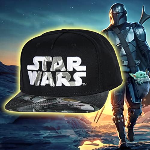 Star Wars Mandalorian Bordado Bordado Ajustado Adulto Snapback Hat Baseball Cap preto