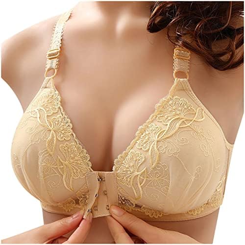 Mulheres Push Up Bra Bra Floral Bordado Fechamento frontal Brae Wirefree Bralettes acolchoados suportam elevadores de clivagem