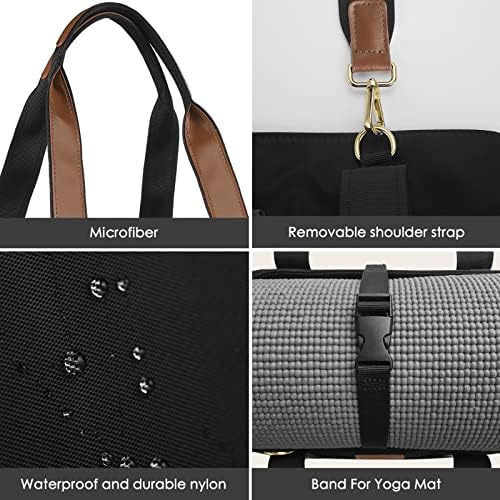 Bolsa de ginástica de ioga de viagem ChicEco para mulheres, sacola de trabalho, 2 x bolsa de sapato separada, bolsos de armazenamento
