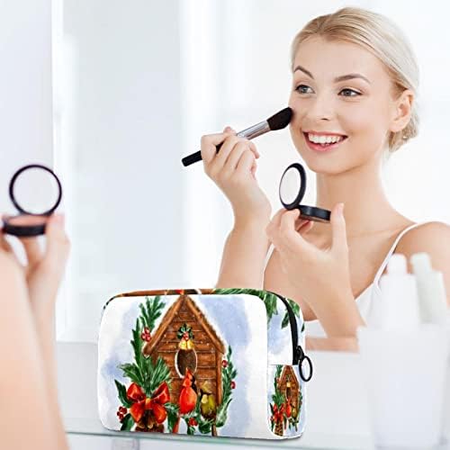 Tbouobt Cosmetic Sachs, estojo de maquiagem, bolsa de maquiagem para produtos de higiene pessoal, pássaro fofo de Natal