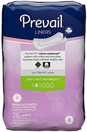 PREVALL PACT Bladder Control Panty Liner, muito leve, 26 pacote