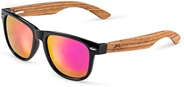 Óculos de sol de madeira amexi com lentes polarizadas escuras para homens e mulheres | Proteção de raios UVA/UVB
