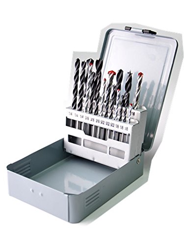 DrillForce, conjunto de brocas de combinação de 18pcs (broca HSS, broca de madeira de Brad Point, broca de alvenaria.)