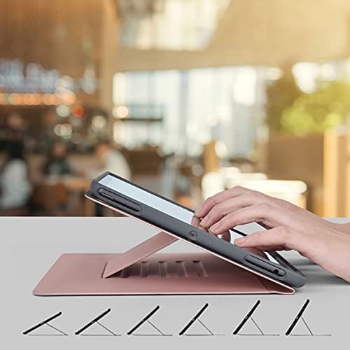 iPad 9 /8 / 7th Generation Case 10.2 polegadas com porta -lápis e bolso, 6 ângulos de suporte magnético Tampa protetora - Automodante / Sleep Leather Folio - Pink