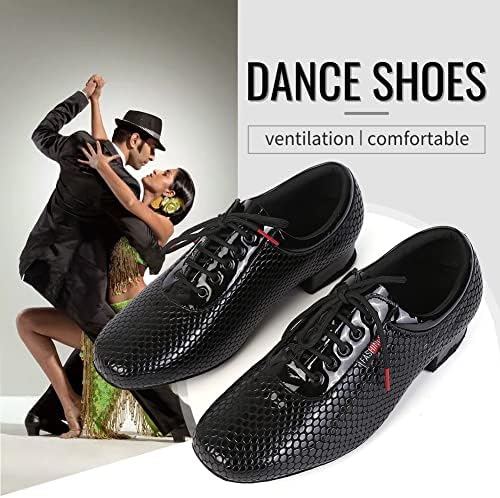 Tinrymx Men Sapatos de dança latina Lace-up Ballroom padrão de salsa moderna Salsa Practice Sapatos de dança Social, Model-LHD401