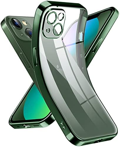 Caso cristalino de suprimento para o iPhone 13 mini, [não amarelecimento] [Proteção à câmera] [Testada de gota de grau militar] Capa de telefone protetora à prova de choque transparente, capa de silicone suave, 5,4 , verde profundo