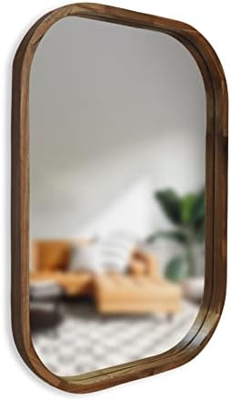 Svichado Luxury Wood Retangular Mirror Perfeição Slim Walnut Natural, tamanho 21.6x29,5 polegadas