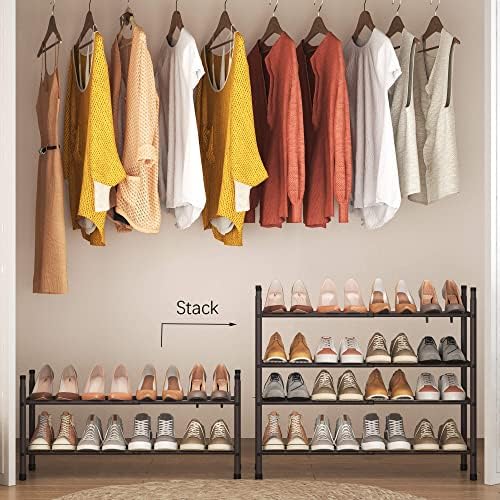 Tzamli de duas camadas organizador de sapatos de armário, armazenamento de sapatos de metal expansível e ajustável para