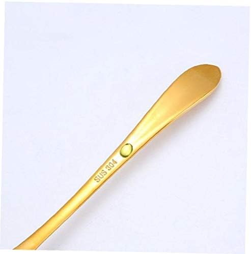 Amoyer 7pcs aço inoxidável ouro spork colorido longa alça longa macarrão macarrão bolo de talheres colher de bolsa