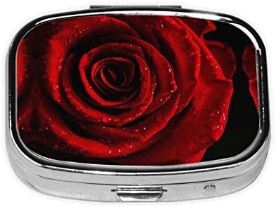 Red Rose Portátil Mini Viagem Caixa diária de comprimidos - lembrete de comprimidos quadrados, caixa de vitaminas