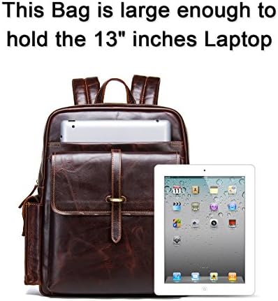 Mochila de laptop de viagem, mochila de laptop para homens homens, negócios genuínos de couro anti -roubo de laptops duráveis ​​para