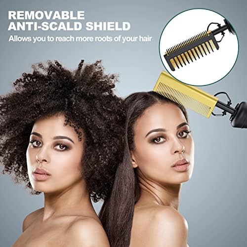 Pente de alisamento elétrico para cabelos pretos: 450 ℉ pente de prensagem elétrica para cabelos afro -americanos ， plug in