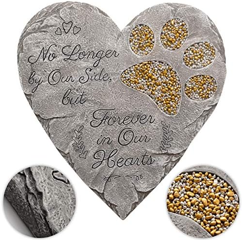Pedra Memorial Obsi Pet - Gray | Prinha de pata de coração de pedra para cães ou gatos | Presentes de memória para lápides para perda de animais de estimação