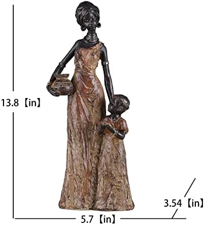 Estátuas e esculturas da Wubianjie Africana Coleção Tribal Mãe e filha African Decoração de casa, decoração de casa de feminina