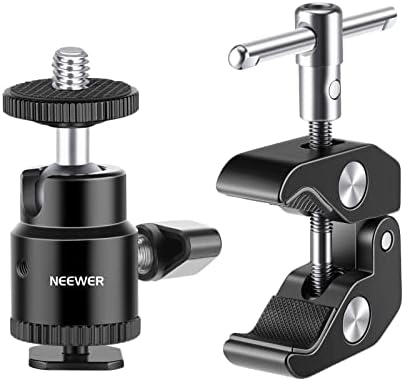 Neewer atualizou o Super Clamp com mini -montagem da cabeça da bola com parafuso de 1/4 de parafuso e adaptador de montagem em sapato