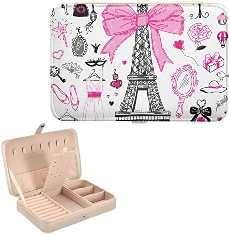 Presente Eiffel Tower Small Jewelry Box PU Leather Jewelry Organizer Travel Mini Jewelry Box para colar de brinco de pendente de
