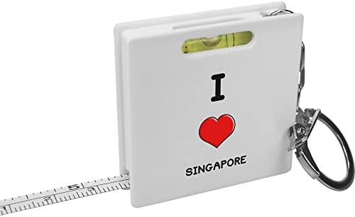 Azeeda 'I Love Singapore' Fita de fita de chaveiro/ferramenta de nível de espírito