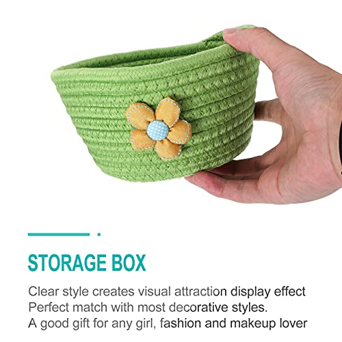 Valiclud Cesto de lavanderia tecida verde pequeno cesto de algodão Mini cestas de tecido redondo cesto de corda de