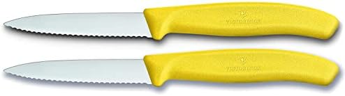 Victorinox 8 cm ponta pontiaguda/bolha serrilhada bolha embalada faca, pacote de 2, amarelo