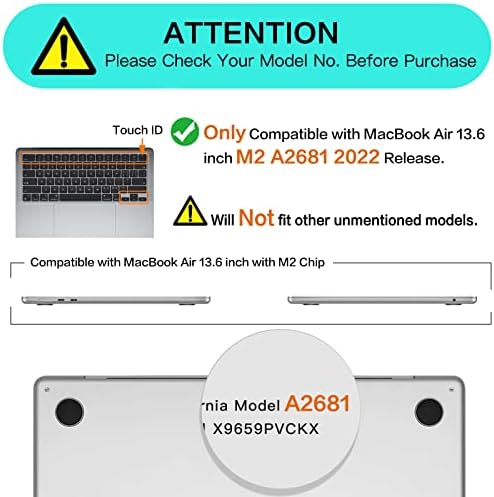 Mosis 2 Pacote Anti -Glare Screen Protector e 1 pacote Touch TrackPad Protector e capa de casca dura e capa do teclado e capa da webcam compatível com MacBook Air 13,6 polegadas 2022 m2 A2681, Crystal Clear