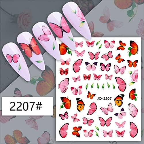 4 folhas de adesivos de arte de borboleta Butterfly Butterfly Flower Padrão de flor 3d Art para transferência de água adesivos de