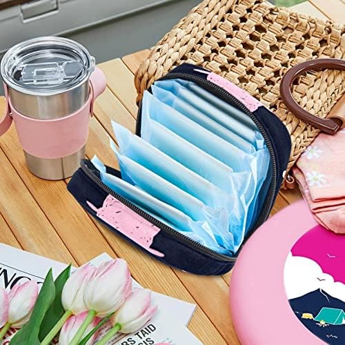 Bolsas para guardanapos sanitários, mulheres menstruais bolsas de copo Primeiro período para a escola para meninas adolescentes, 1 Pacote de produtos femininos Organizador, Pink Cat