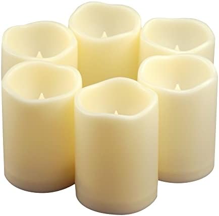 Yinchi 2 Velas de pilares de LED sem chamas sem chamas à prova d'água com timer com resina plástica de resina plástica Luz decorativa