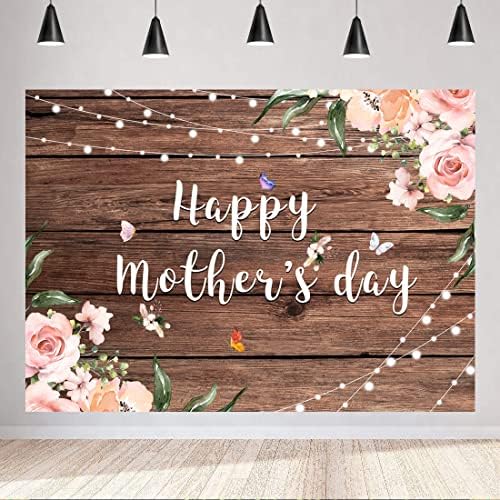 Lycgs 7x5ft Feliz dia das mães Fluste rosa flor rústico madeira do dia das mães foto fundo aquarela Flor Flower Day Day