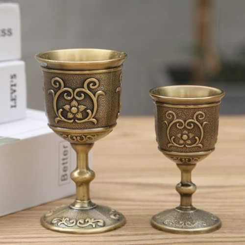 Dazhan Archaiate Metal Goble Calice Glasses - Copo de vinícola de vinícola de vinícola medieval Vintage Glass Shot para casamentos de festas Coletando ornamentos