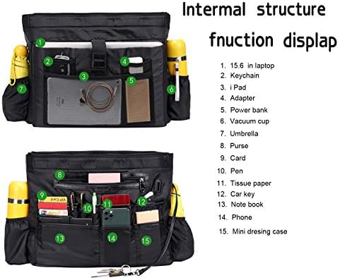 15.6 Saco de sacola de laptop USB: impermeável com 15 bolsos Bolsa de professora de bolsa de trabalho Fits de 15,6 polegadas