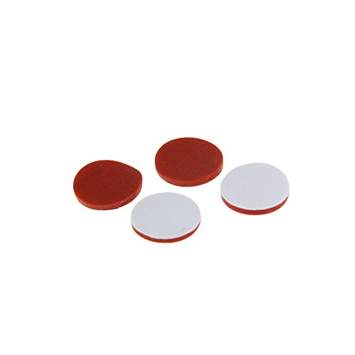 ALWSCI 9-425 Frea de parafuso Tampa com septos, PTFE branco/septos de silicone vermelho, 100 PCs/PK