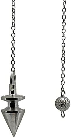 Pêndulos de metal cura para adivinhação, pirâmide de prata Conela de aço de aço Pendulum de alta energia Pendulo de Bronce Pendulos de Mesa MP22
